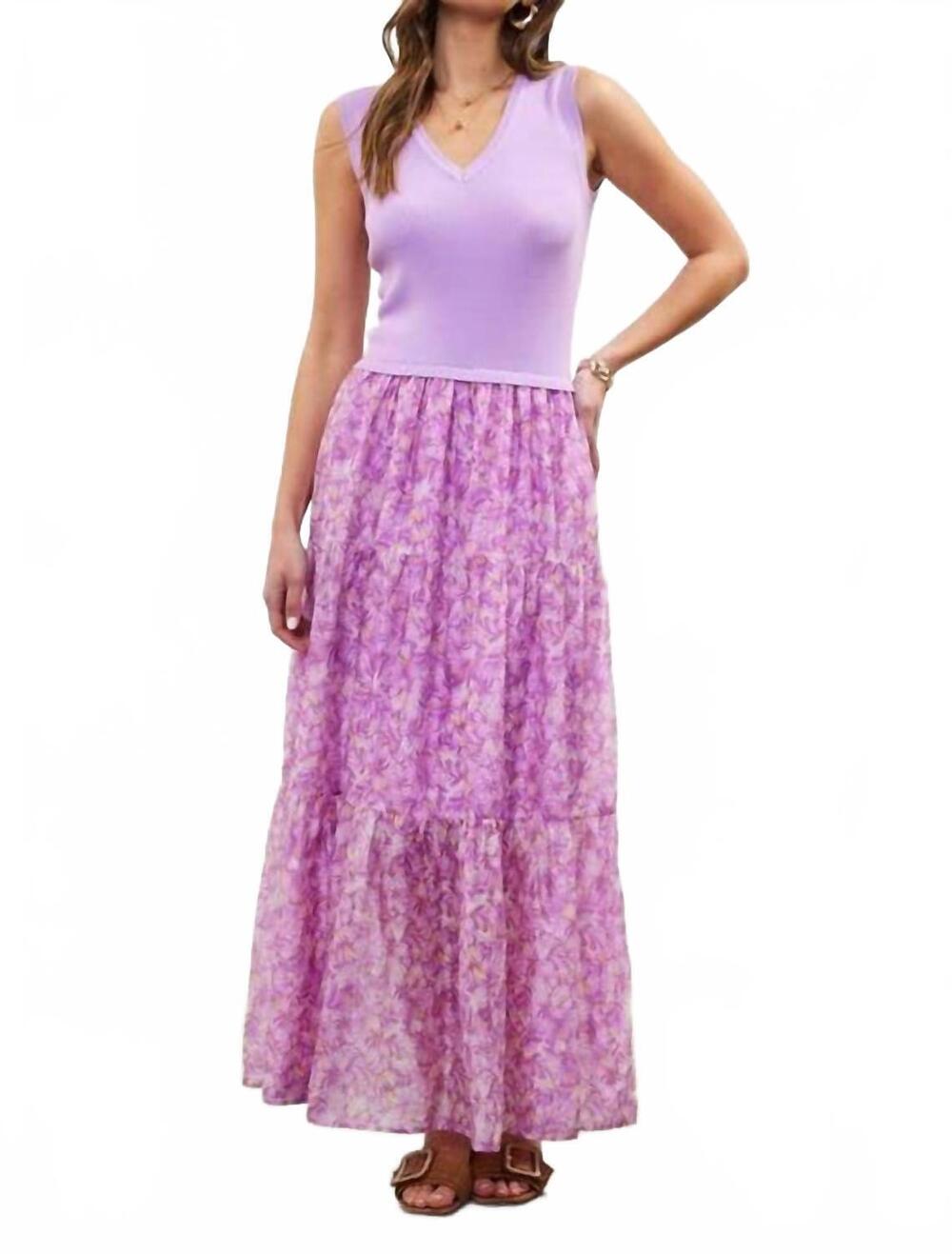 NEW SKIES ARE BLUE knit woven tank midi dress in lilac